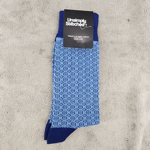 Unsimply Stitched Socks Mens Size 8-12 Blue Crew Casual *NWT* - Picture 1 of 5